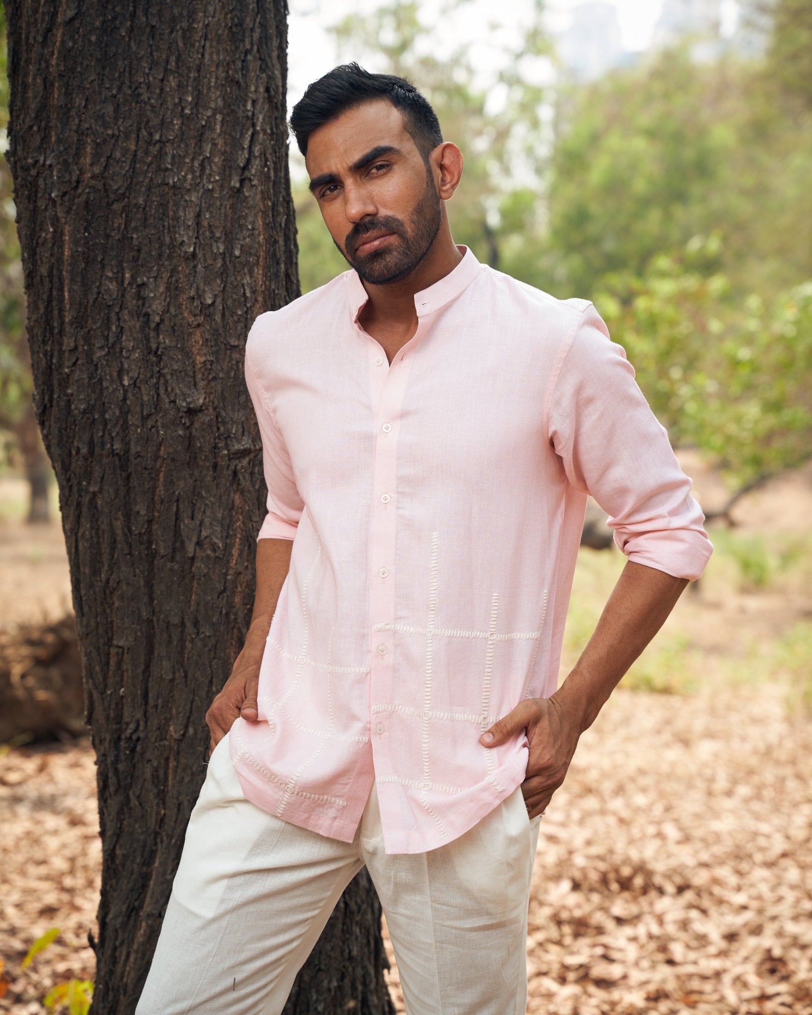 CHECKS LINEN SHIRT - White Maison de Couture