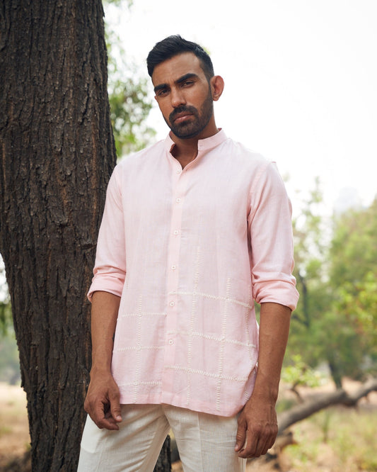 CHECKS LINEN SHIRT - White Maison de Couture