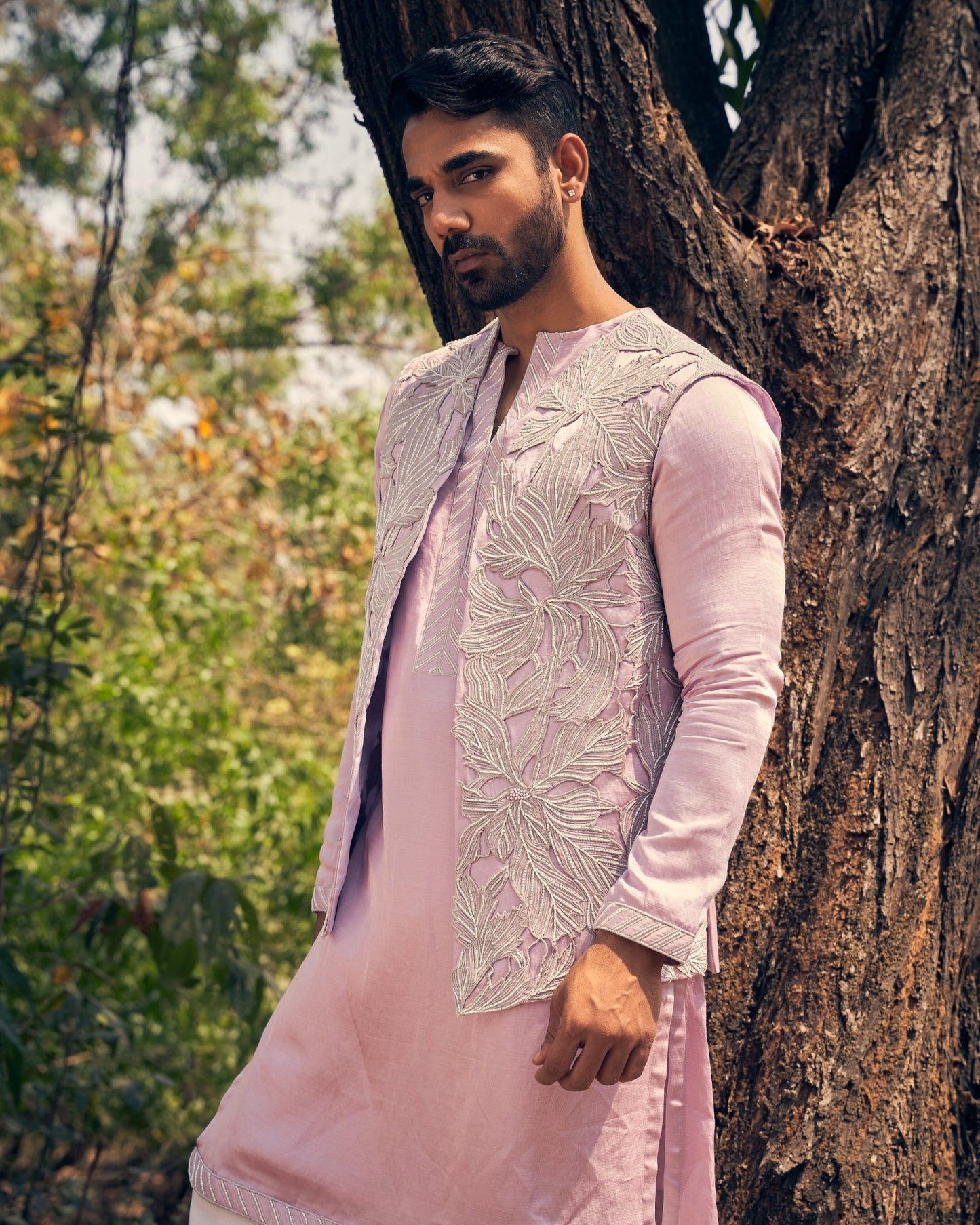 CUTWORK KURTA BANDI SET - White Maison de Couture