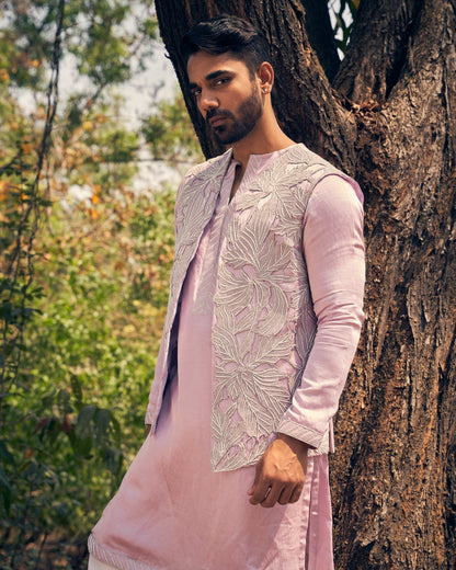 CUTWORK KURTA BANDI SET - White Maison de Couture