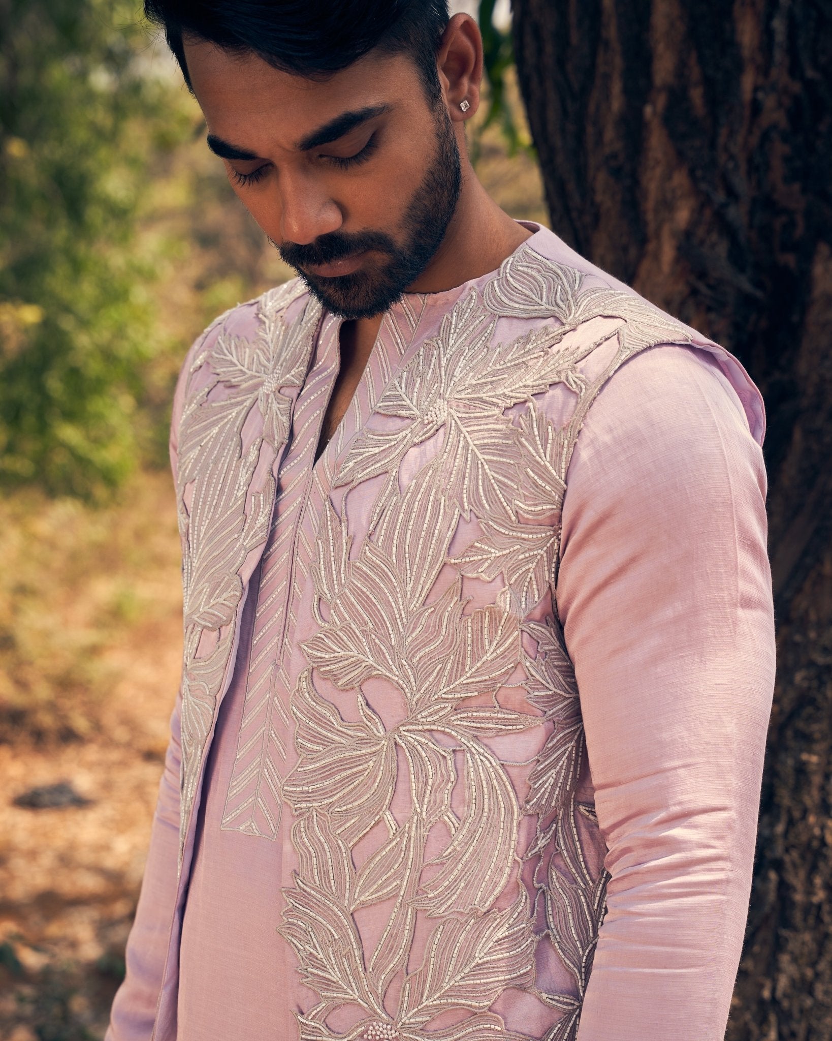 CUTWORK KURTA BANDI SET - White Maison de Couture