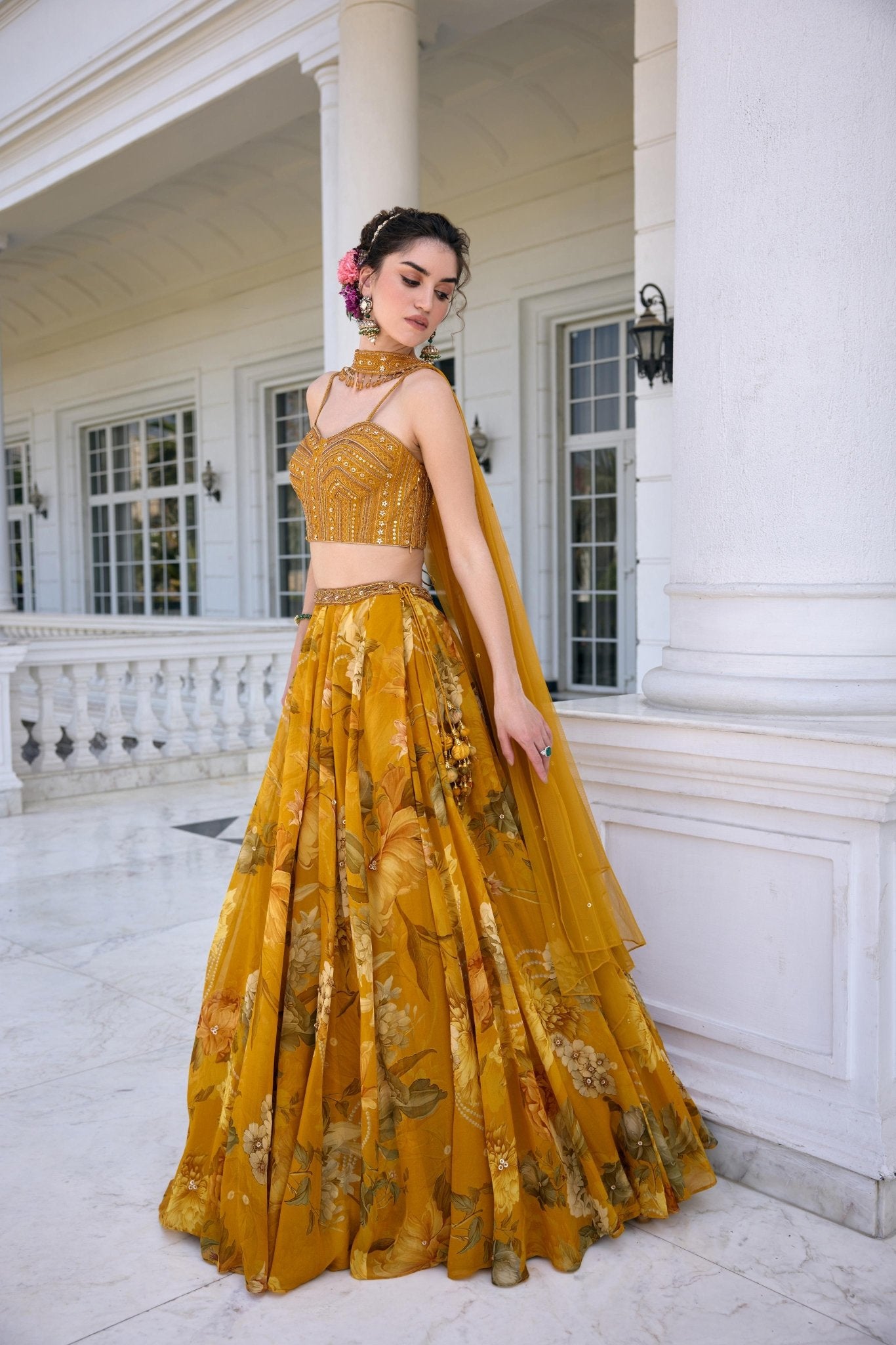 CYNTHIA LEHENGA SET - White Maison de Couture