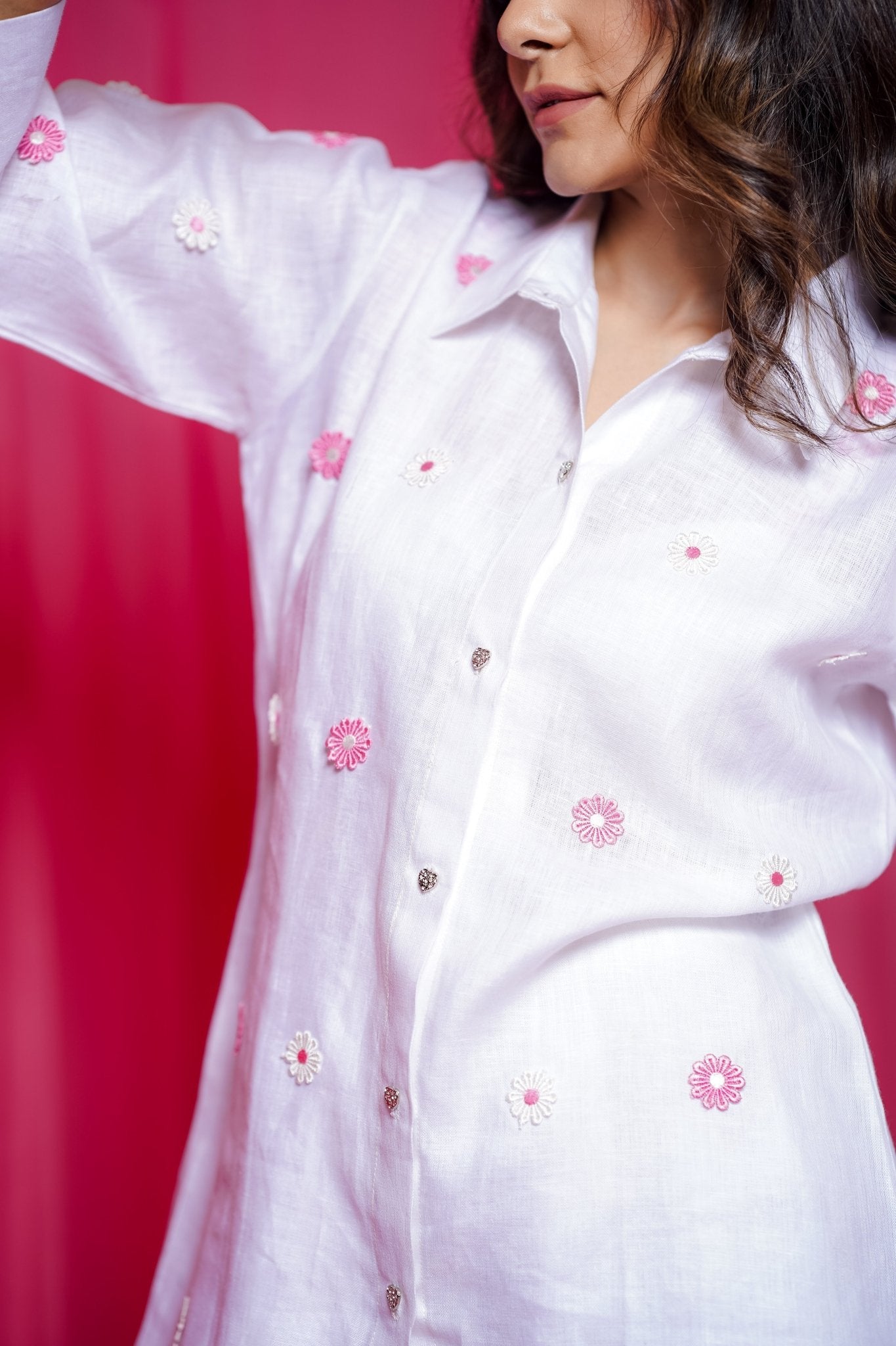 DAHLIA COORD PANT AND SHIRT SET - White Maison de Couture