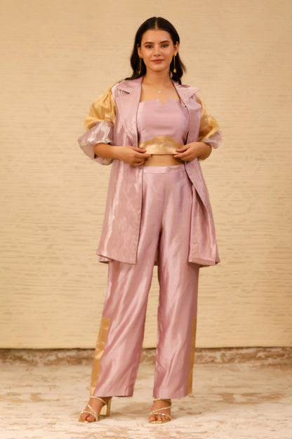 CHAMAK CROP BLOUSE AND TROUSER WITH COAT