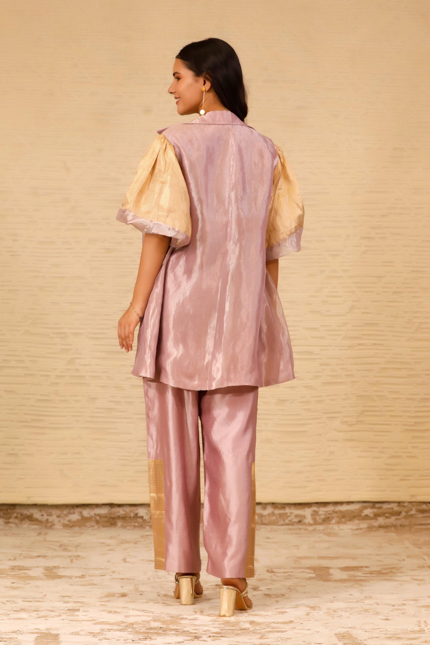 CHAMAK CROP BLOUSE AND TROUSER WITH COAT