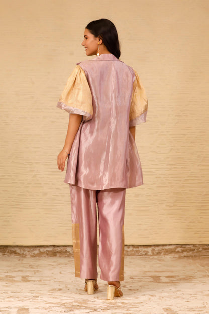 CHAMAK CROP BLOUSE AND TROUSER WITH COAT