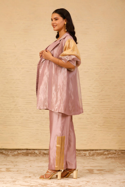CHAMAK CROP BLOUSE AND TROUSER WITH COAT