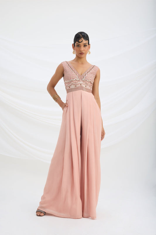 EMBROIDERED JUMPSUIT - White Maison de Couture