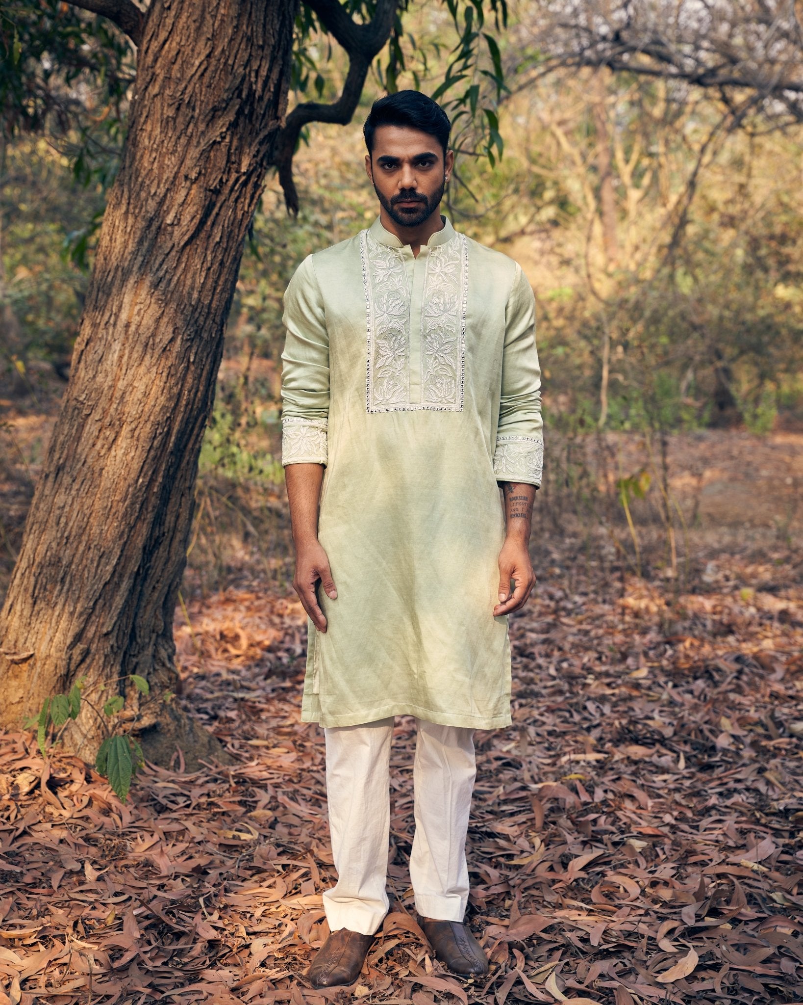 EVERGREEN KURTA SET - White Maison de Couture