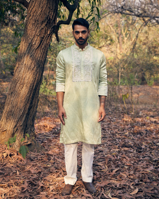EVERGREEN KURTA SET - White Maison de Couture