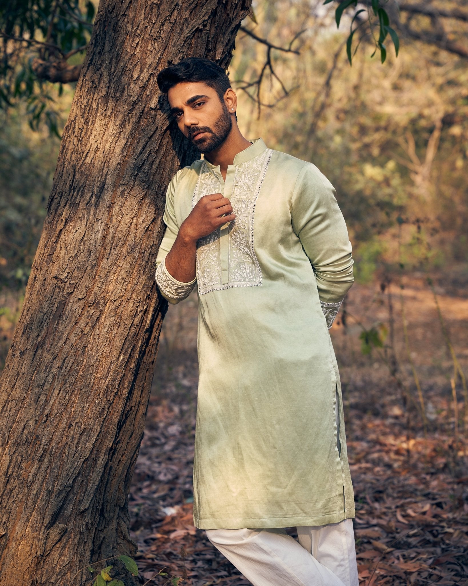 EVERGREEN KURTA SET - White Maison de Couture