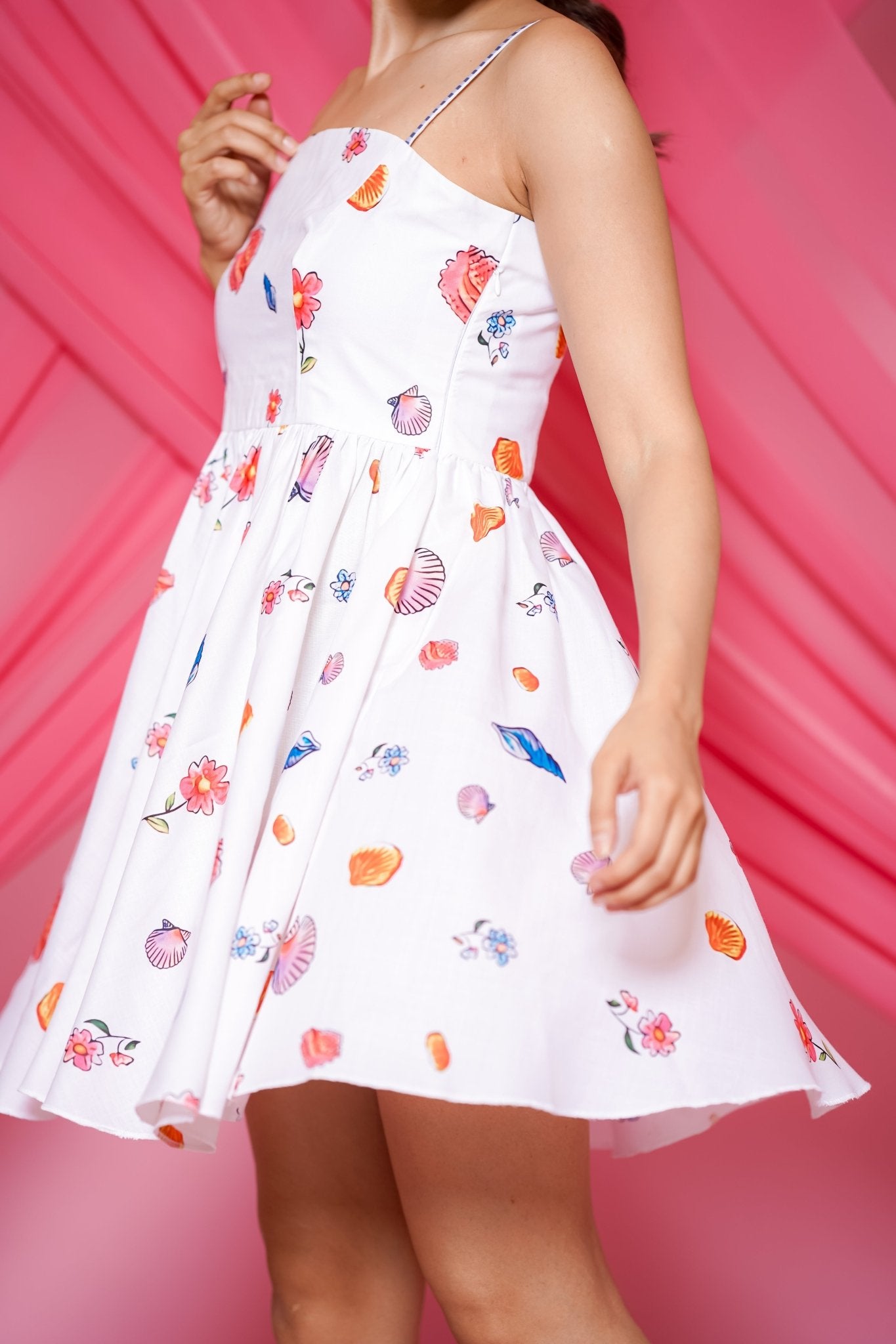 FLEUR MINI DRESS IN WHITE - White Maison de Couture