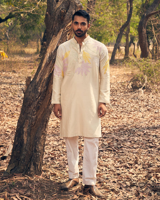 FOLIAGE KURTA SET - White Maison de Couture