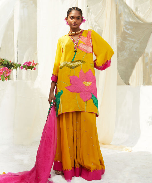 YELLOW  SHARARA SET