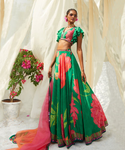 GREEN  LEHENGA SET