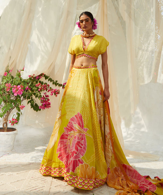 YELLOW  LEHENGA SET