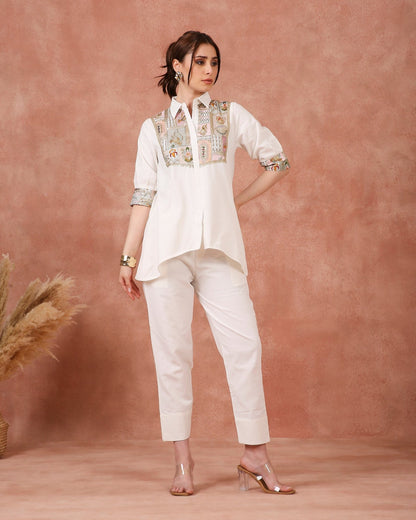FRONT PANEL CORD - SET ON LINEN - White Maison de Couture