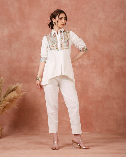 FRONT PANEL CORD - SET ON LINEN - White Maison de Couture