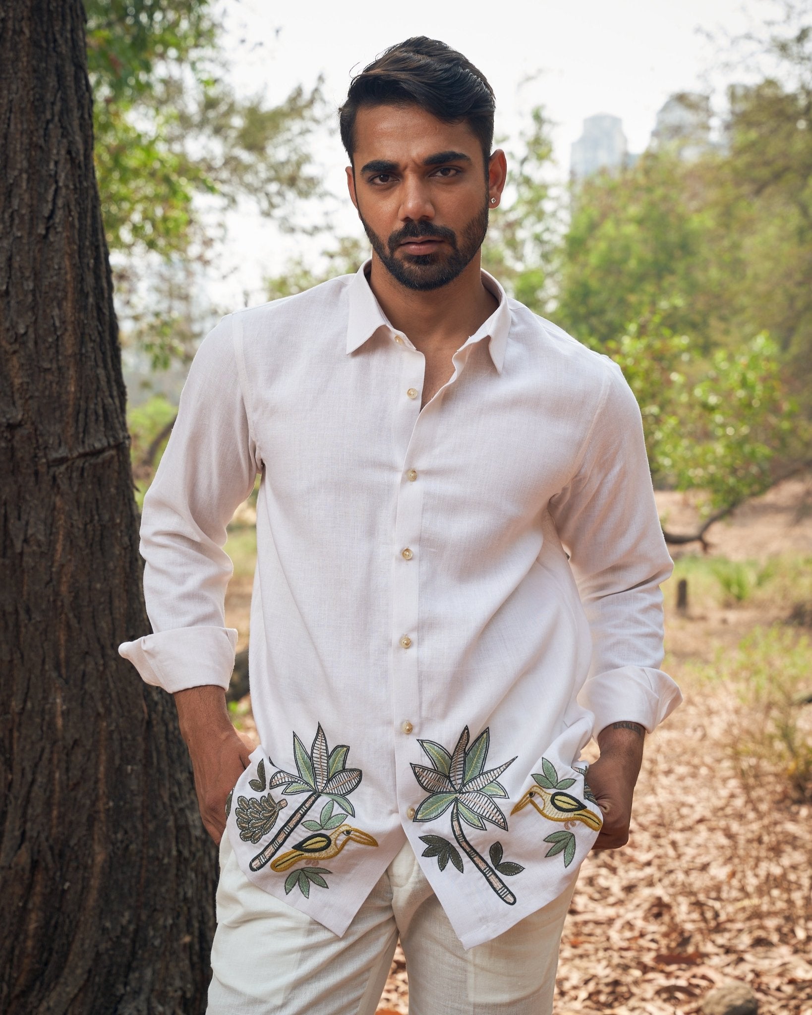 GARDEN LINEN SHIRT - White Maison de Couture