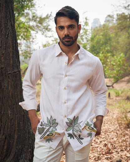 GARDEN LINEN SHIRT - White Maison de Couture