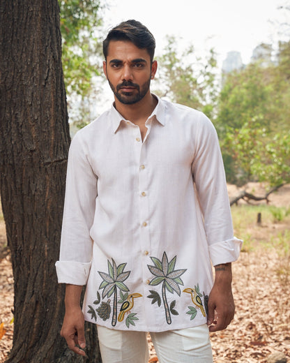 GARDEN LINEN SHIRT - White Maison de Couture