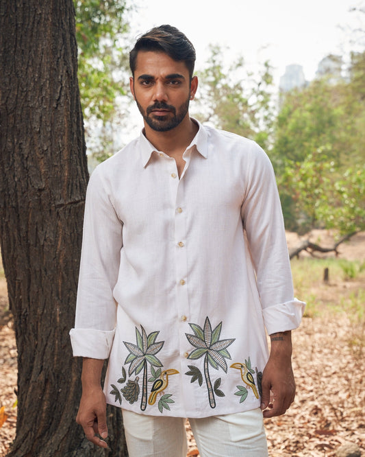 GARDEN LINEN SHIRT - White Maison de Couture