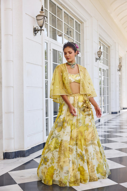 GEISHA LEHENGA SET - White Maison de Couture