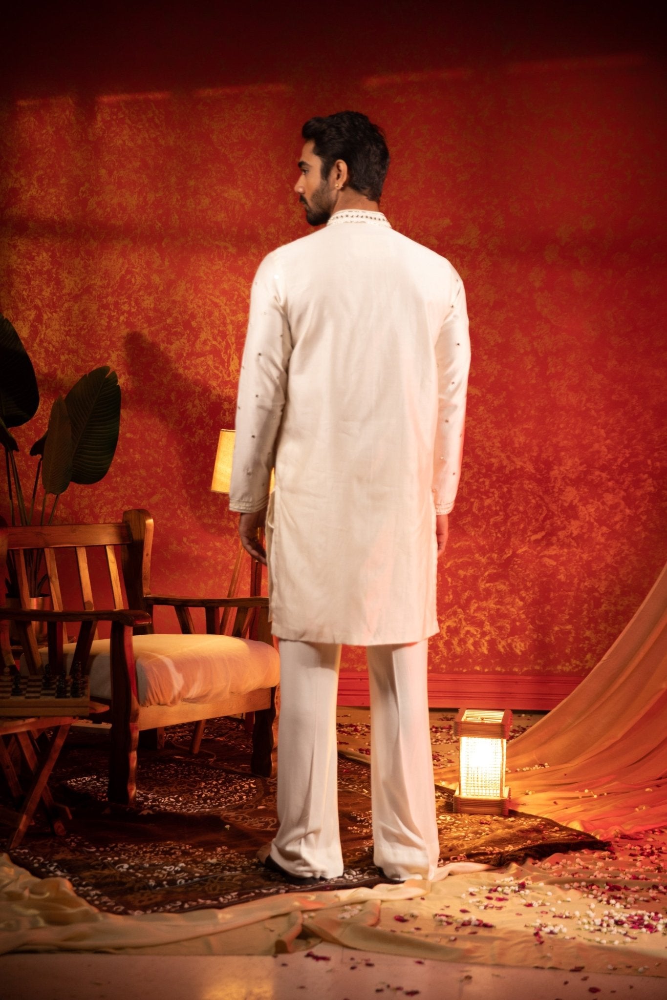 GOTA MIRROR PANEL KURTA SET - White Maison de Couture
