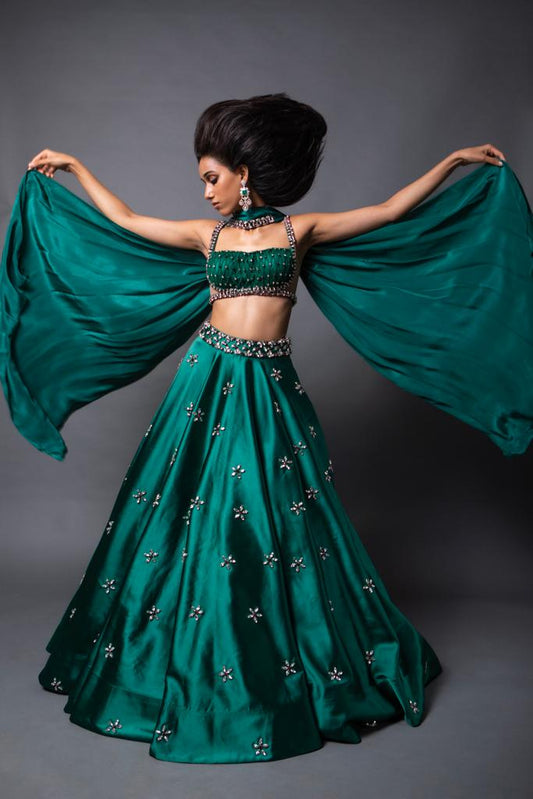 NAGMA GREEN DAISY LEHENGA