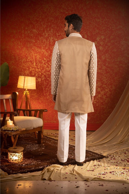HONEYCOMB OPEN JACKET SET - White Maison de Couture