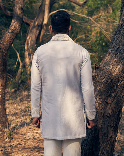 ICE BATH KURTA STOLE SET - White Maison de Couture