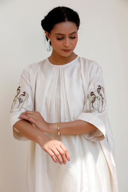 IVORY & GREEN KURTA SET - White Maison de Couture