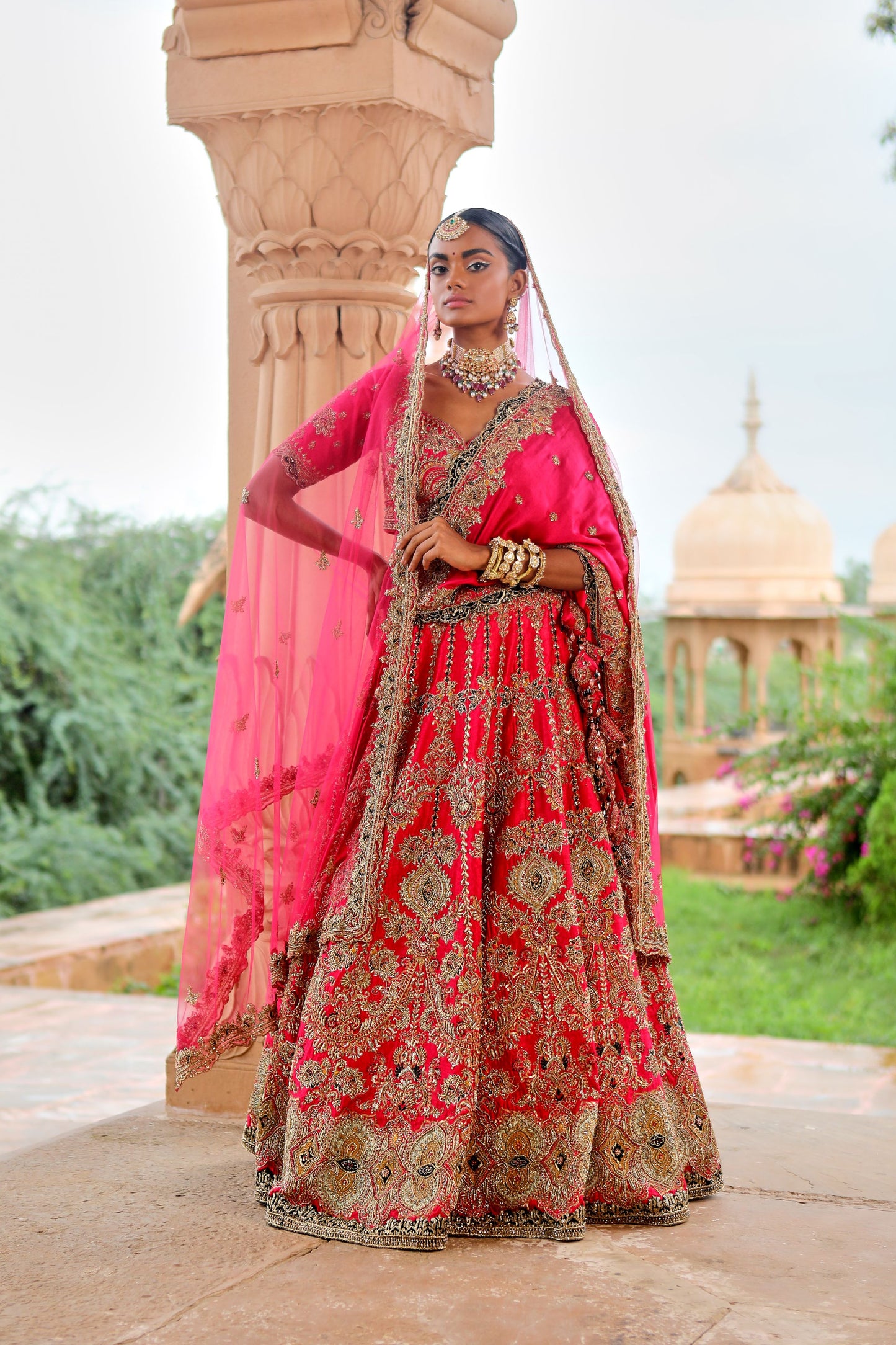 CHERRY PINK BRIDAL LEHENGA SET