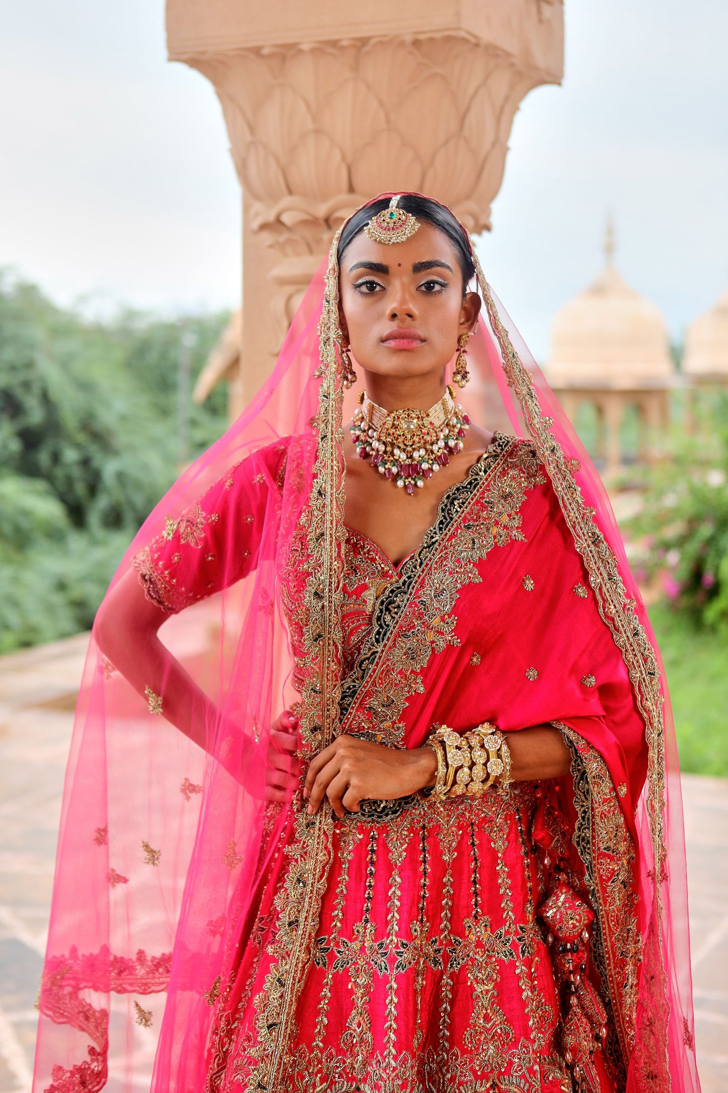 CHERRY PINK BRIDAL LEHENGA SET