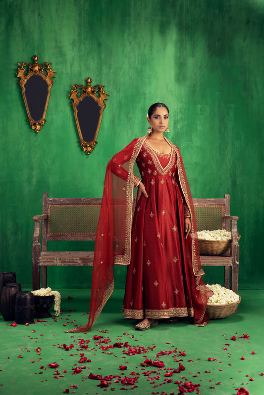 RED ANARKALI SET