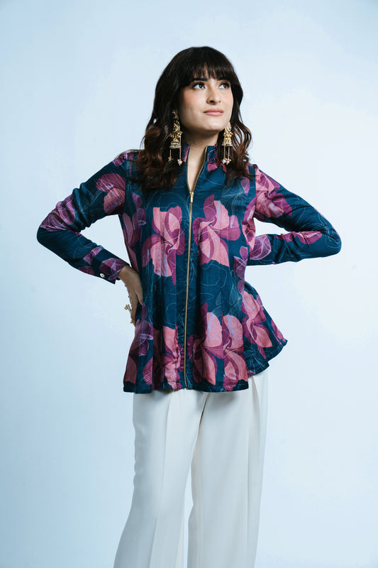 ZIPPED KALLII SHIRT WITH PLEATED PANTS
