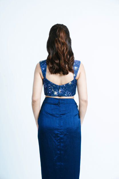 THE PETAL BLOUSE WITH PRE DRAPED SAREE SKIRT
