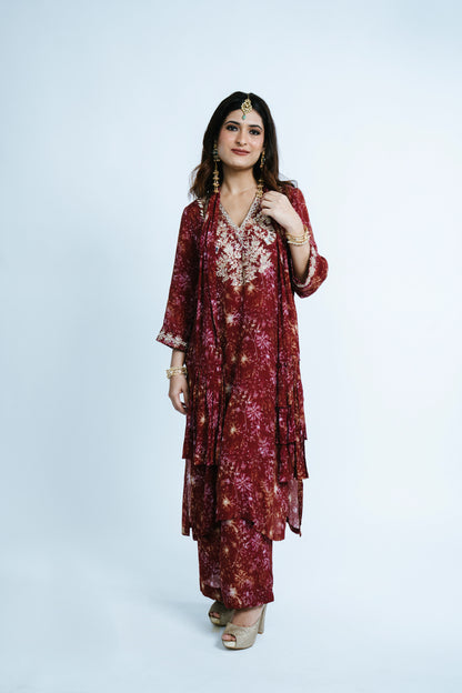 CLASSIC KAMEEZ SET WITH LAYERED STOLE