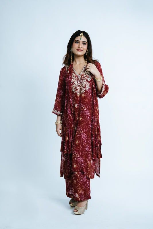 CLASSIC KAMEEZ SET WITH LAYERED STOLE