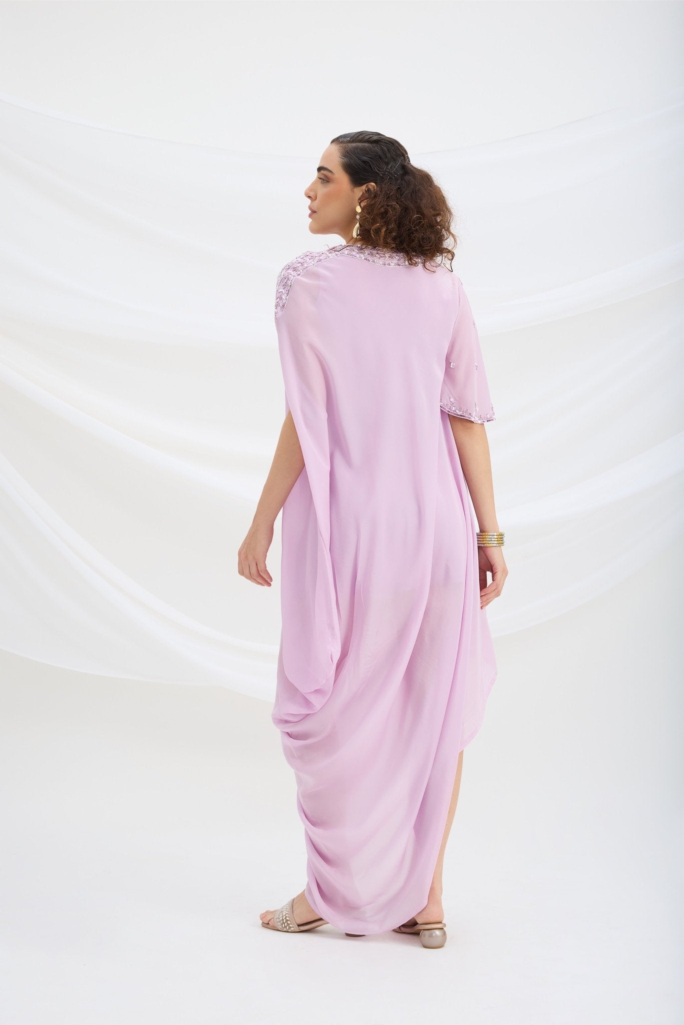 LILAC DRAPE DRESS - White Maison de Couture