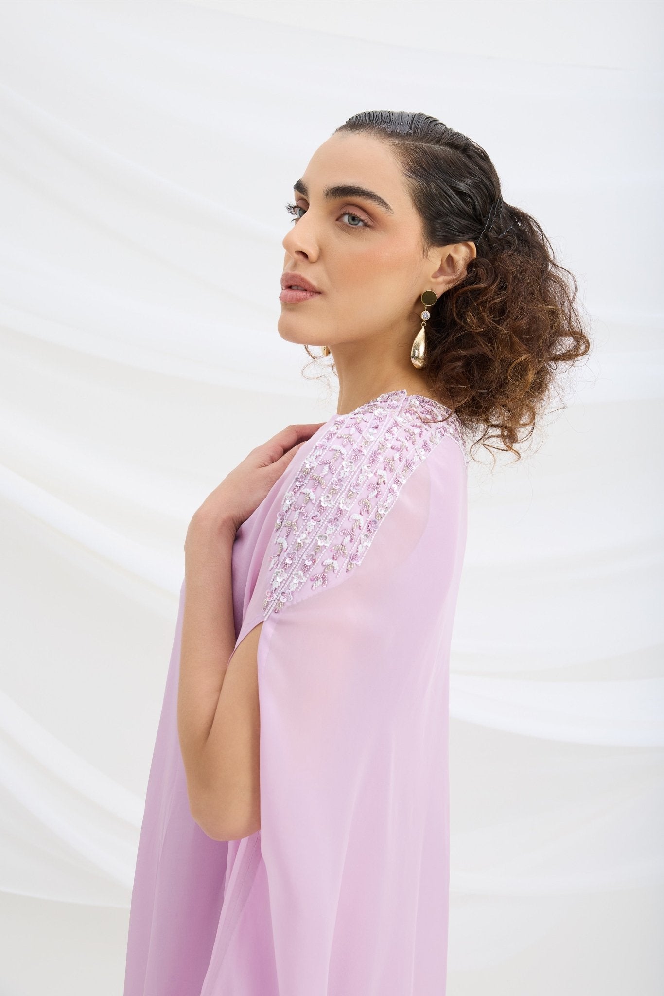 LILAC DRAPE DRESS - White Maison de Couture