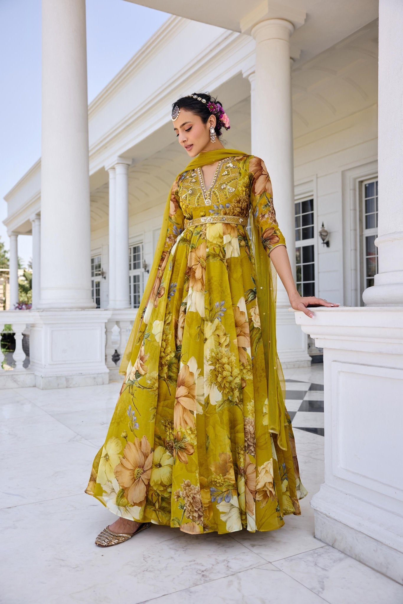 MEHR ANARKALI - White Maison de Couture