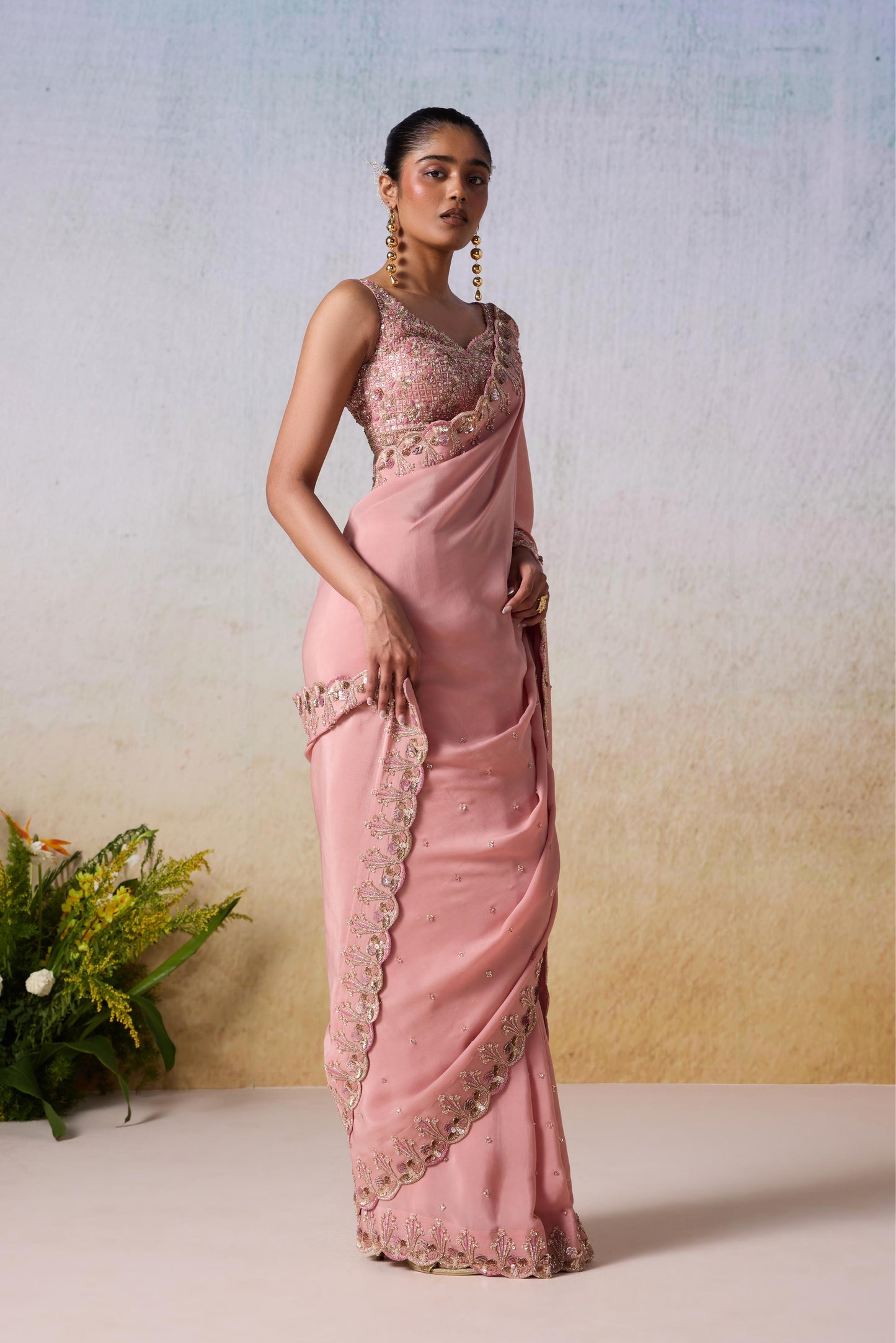 DUSTY ROSE  SAREE