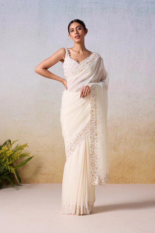 WHITE SMOKE  SAREE