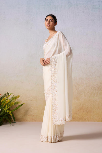 WHITE SMOKE  SAREE