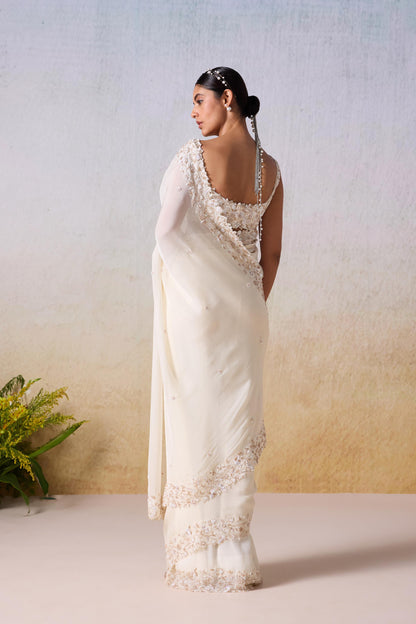 WHITE SMOKE  SAREE