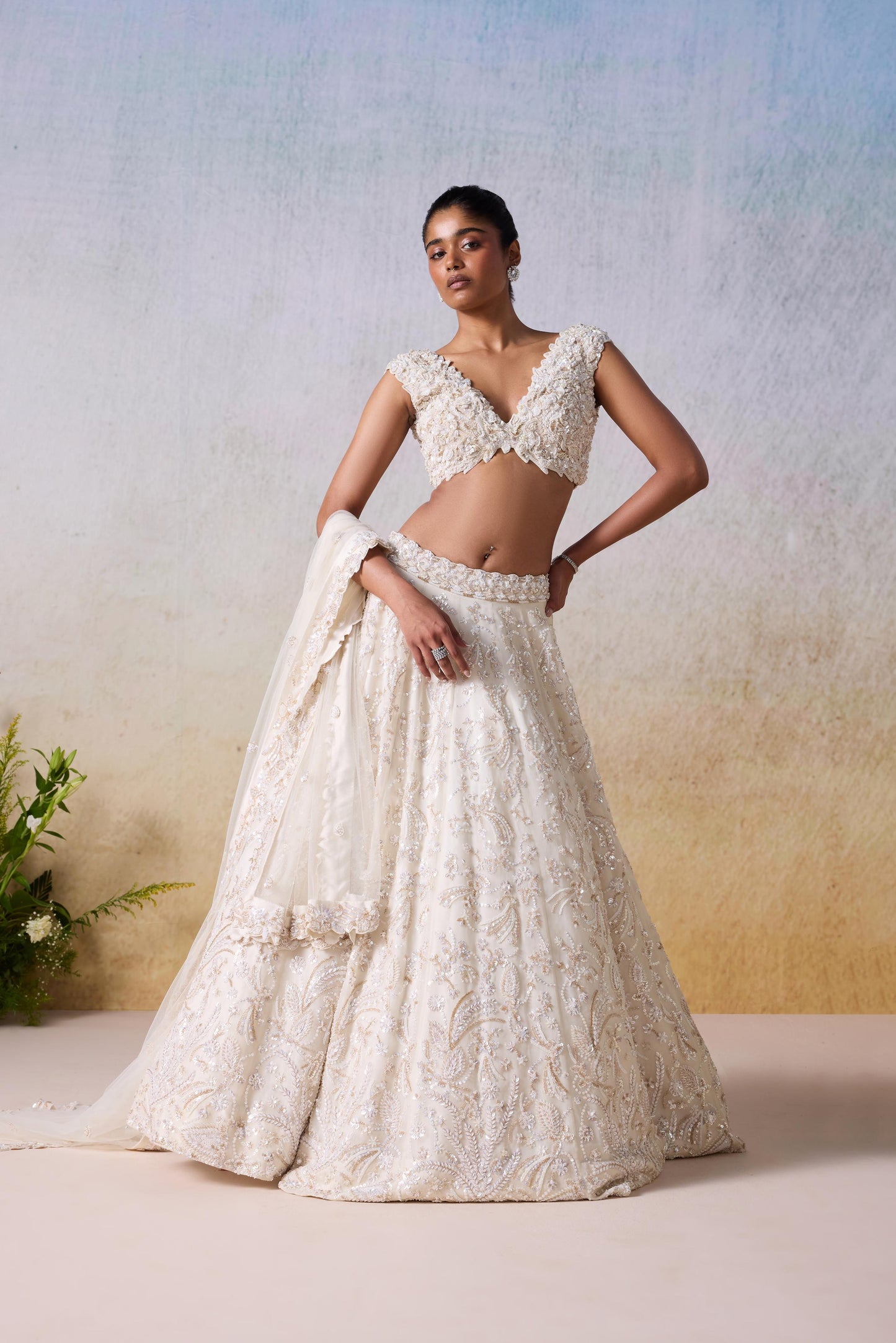 WHITE SMOKE LEHENGA SET