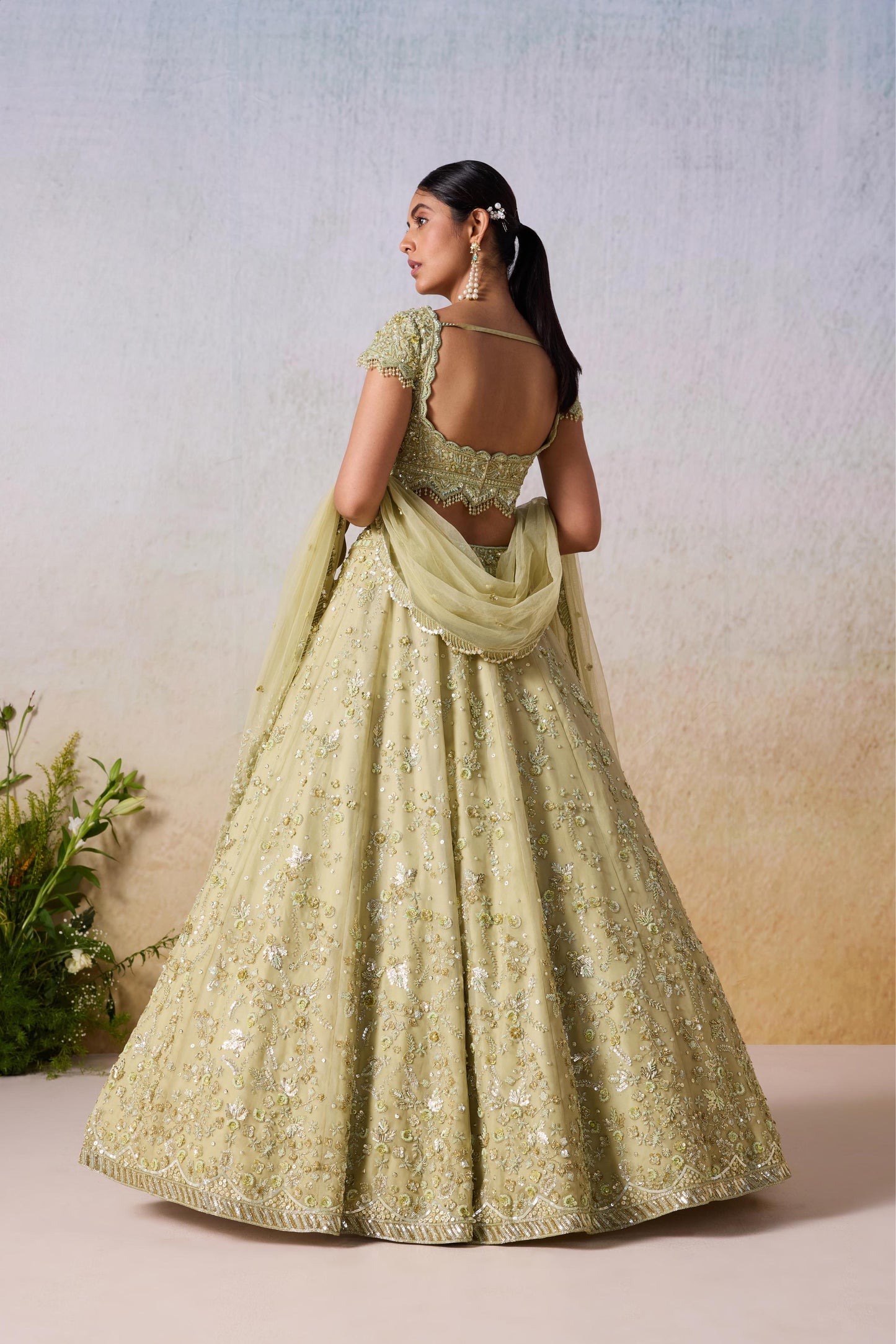 SAGE GREEN  LEHENGA SET