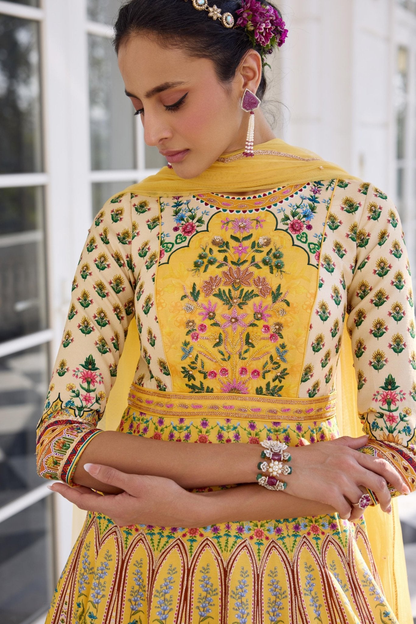 NEHMAT ANARKALI - White Maison de Couture
