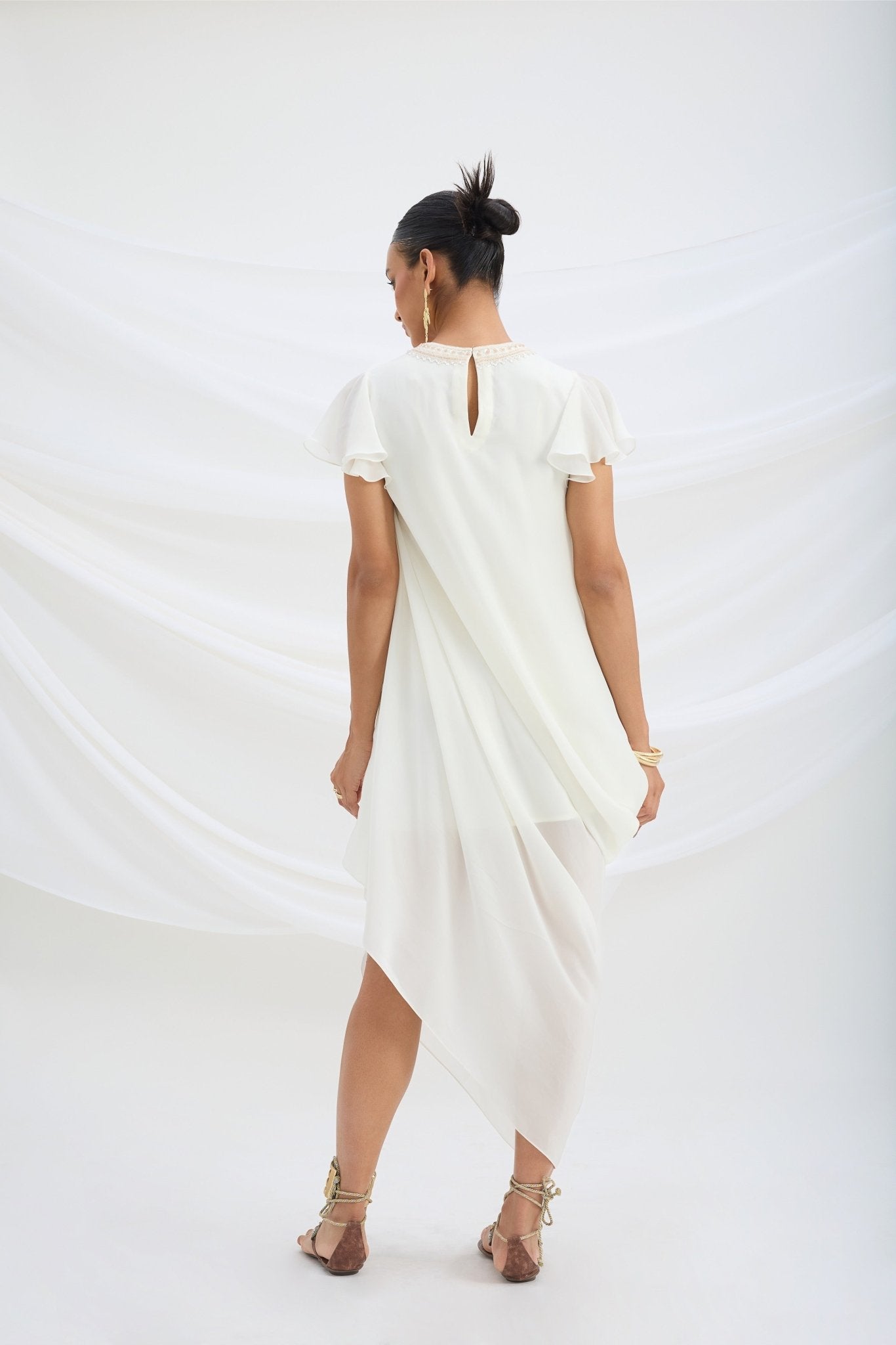 OFF WHITE DRAPE DRESS - White Maison de Couture